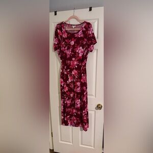 J. Jill Burgundy and Pink Floral Maxi Dress